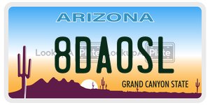 8DA0SL license plate in Arizona
