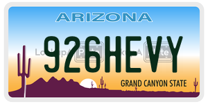 926HEVY license plate in Arizona