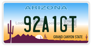 92A1GT license plate in Arizona