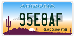 95E8AF license plate in Arizona