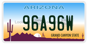 96A96W  license plate in AZ
