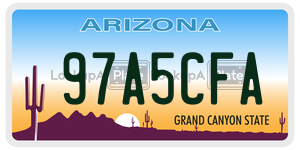 97A5CFA license plate in Arizona