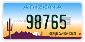 98765 license plate in Arizona