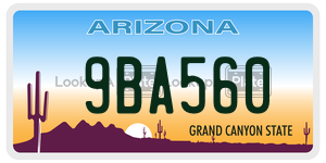 9BA560  license plate in AZ