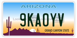 9KA0YV  license plate in AZ