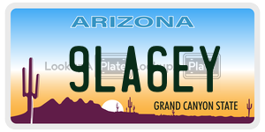 9LA6EY license plate in Arizona