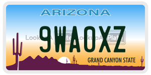 9WA0XZ license plate in Arizona