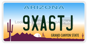 9XA6TJ license plate in Arizona