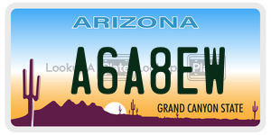 A6A8EW license plate in Arizona
