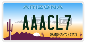 AAACL7 license plate in Arizona