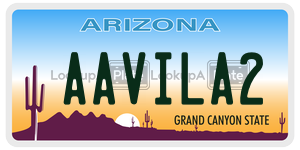 AAVILA2 license plate in Arizona