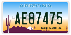 AE87475 license plate in Arizona