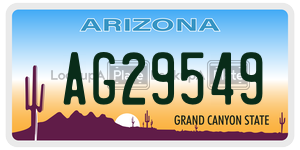 AG29549 license plate in Arizona