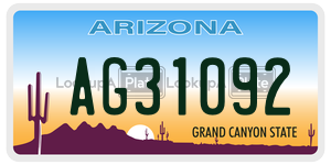 AG31092 license plate in Arizona