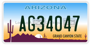 AG34047 license plate in Arizona