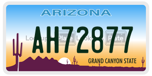 AH72877 license plate in Arizona