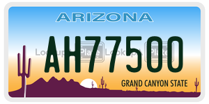 AH77500 license plate in Arizona