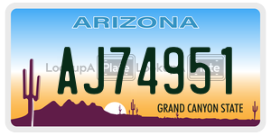 AJ74951  license plate in AZ