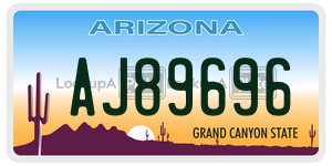 AJ89696 license plate in Arizona