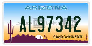 AL97342 license plate in Arizona