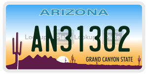 AN31302  license plate in AZ