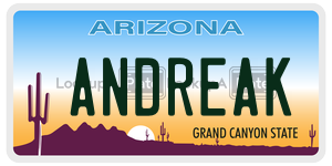 ANDREAK  license plate in AZ