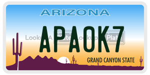 APA0K7  license plate in AZ