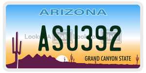 ASU392 license plate in Arizona