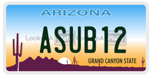 ASUB12 license plate in Arizona