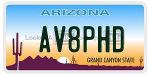 AV8PHD license plate in Arizona