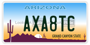 AXA8TC license plate in Arizona