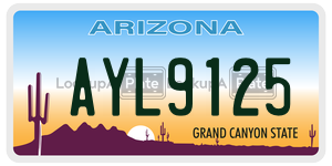 AYL9125 license plate in Arizona