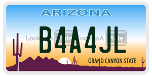 B4A4JL license plate in Arizona