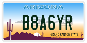 B8A6YR license plate in Arizona