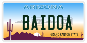 BAIDOA license plate in Arizona