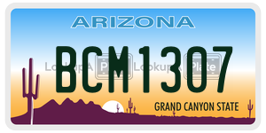 BCM1307 license plate in Arizona