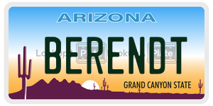 BERENDT  license plate in AZ