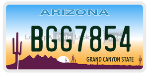 BGG7854 license plate in Arizona