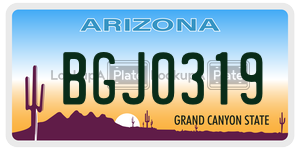 BGJ0319 license plate in Arizona