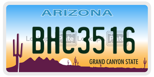 BHC3516 license plate in Arizona