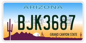BJK3687 license plate in Arizona