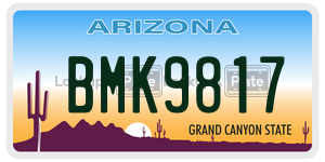 BMK9817 license plate in Arizona