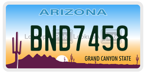 BND7458 license plate in Arizona