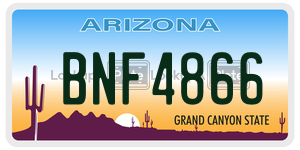 BNF4866 license plate in Arizona