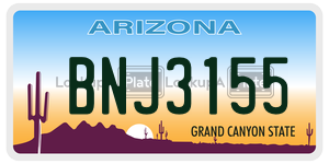 BNJ3155  license plate in AZ