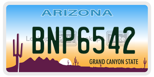 BNP6542 license plate in Arizona