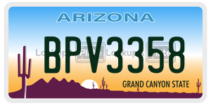 BPV3358  license plate in AZ