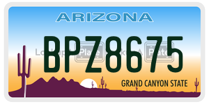 BPZ8675 license plate in Arizona