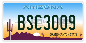 BSC3009 license plate in Arizona