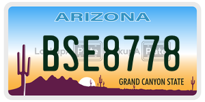 BSE8778 license plate in Arizona